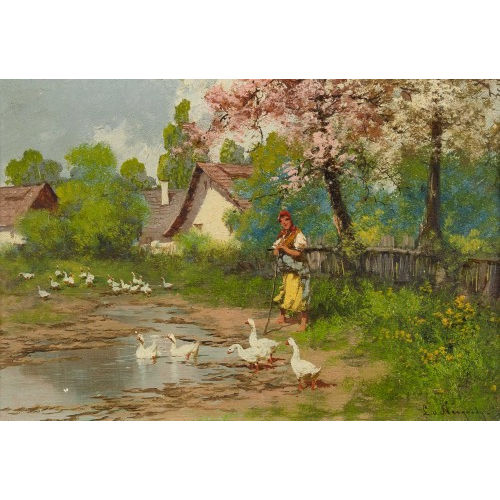L�SZL� NEOGR�DY : B�uerin mit G�nsen (DOBIASCHOFSKY AUKTIONEN AG)