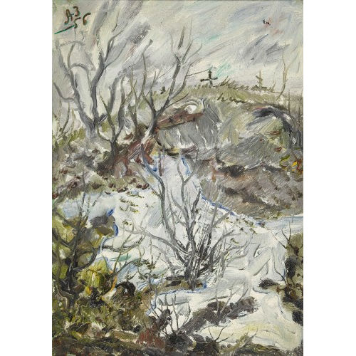 ANATOLY TIMOFEEVIC ZVEREV : Schneeschmelze in h�geliger Landschaft (DOBIASCHOFSKY AUKTIONEN AG)