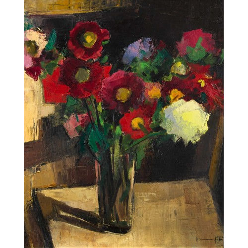 WALTER MAFLI : Stillleben mit Anemonen in Glasvase (DOBIASCHOFSKY AUKTIONEN AG)