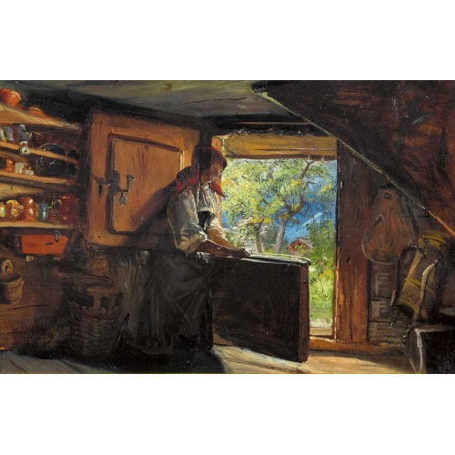 KONRAD GROB : Interieur mit B�uerin (DOBIASCHOFSKY AUKTIONEN AG)