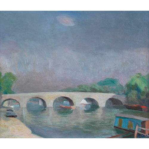 REGINA CONTI : Sommerlicher Fluss mit Bogenbr�cke (DOBIASCHOFSKY AUKTIONEN AG)