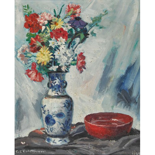 CHARLES L′EPLATTENIER : Blumenbouquet in Keramikvase (DOBIASCHOFSKY AUKTIONEN AG)