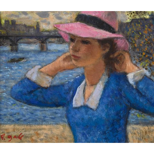 FRAN�OIS GALL : Junge Frau auf einer Seine-Br�cke in Paris (DOBIASCHOFSKY AUKTIONEN AG)