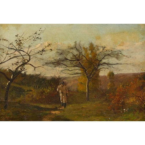 CHARLES JOSEPH BEAUVERIE : Herbstlandschaft mit J�ger (DOBIASCHOFSKY AUKTIONEN AG)