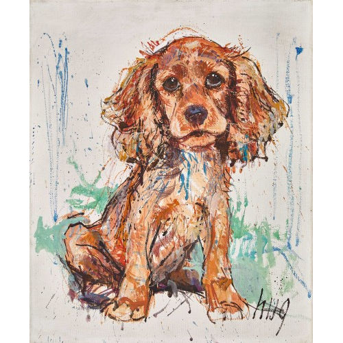 FRITZ HUG : Sitzende Spanielwelpe (DOBIASCHOFSKY AUKTIONEN AG)