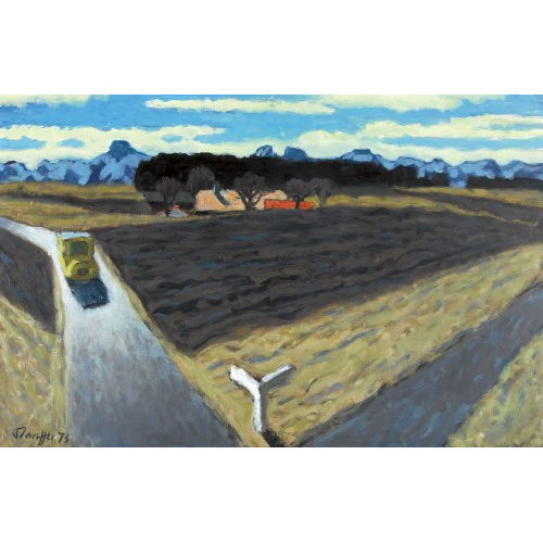 FRED STAUFFER : Herbstlandschaft mit Berner Alpenpanorama (DOBIASCHOFSKY AUKTIONEN AG)