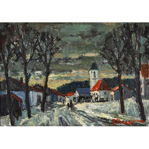 HENRI PICCOT : Winterliche Dorflandschaft (DOBIASCHOFSKY AUKTIONEN AG)
