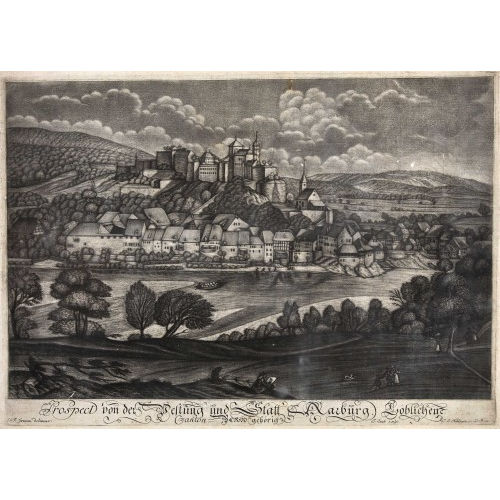 JOHANN LUDWIG N�THIGER : 'Prospect von der Vestung und Statt Aarburg. L�blichen Canton-Bern geh�rig' (DOBIASCHOFSKY AUKTIONEN AG)