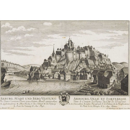 DAVID HERRLIBERGER : 'Arburg, Stadt und Berg-Vestung. In dem Canton Bern, von Seiten Abend anzusehen' (DOBIASCHOFSKY AUKTIONEN AG)