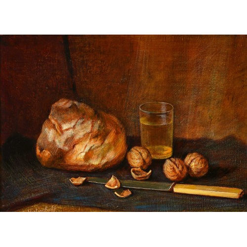 EGON VON VIETINGHOFF : Stillleben mit Waln�ssen, Brot und Glas (DOBIASCHOFSKY AUKTIONEN AG)