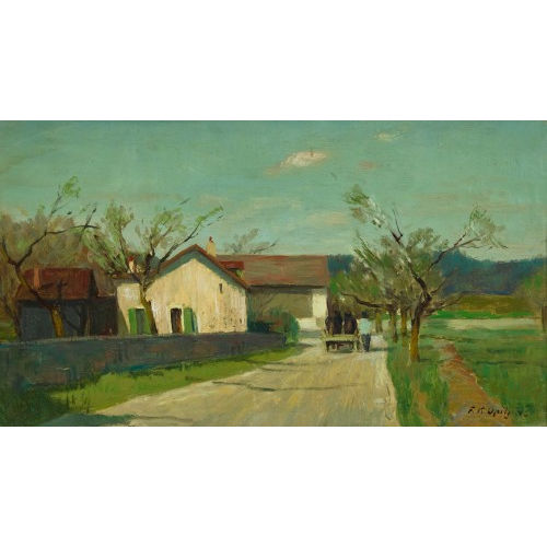 FRANZ KARL OPITZ : Dorflandschaft mit Fuhrwerk (DOBIASCHOFSKY AUKTIONEN AG)