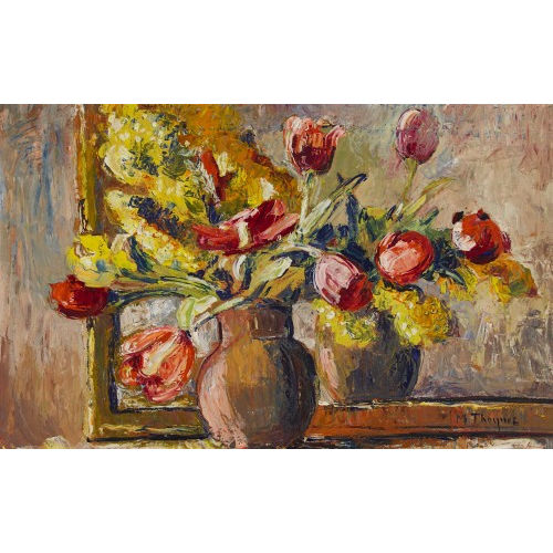 MAX ROBERT THEYNET : Tulpenstrauss mit Spiegelbild (DOBIASCHOFSKY AUKTIONEN AG)