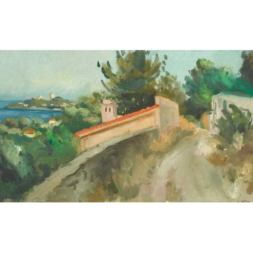 RAOUL DOMENJOZ : K�stenlandschaft mit schmaler Strasse (DOBIASCHOFSKY AUKTIONEN AG)
