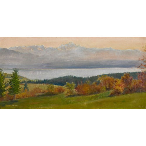CHARLES L′EPLATTENIER : Neuenburgersee mit Blick auf den Mont Blanc (DOBIASCHOFSKY AUKTIONEN AG)