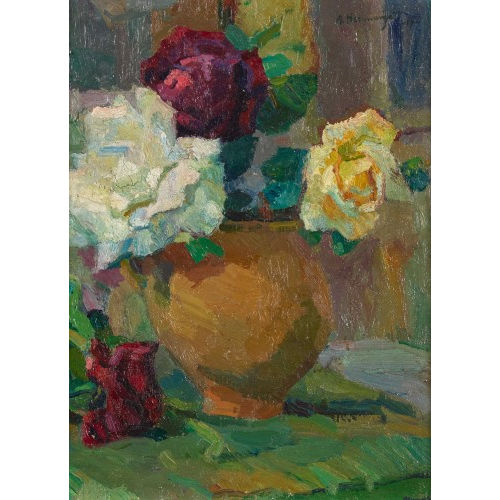 JACQUES �LIE ABRAHAM HERMANJAT : Nature morte aux roses (DOBIASCHOFSKY AUKTIONEN AG)