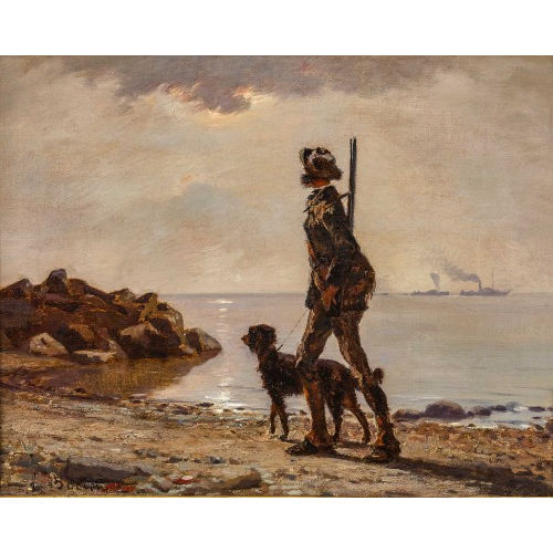 FRAN�OIS BOCION : 'Chasseur et son chien � Vidy' (DOBIASCHOFSKY AUKTIONEN AG)