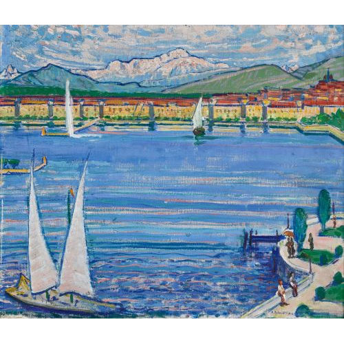 ALBERT SCHMIDT : Vue de Gen�ve avec le Mont-Blanc (DOBIASCHOFSKY AUKTIONEN AG)