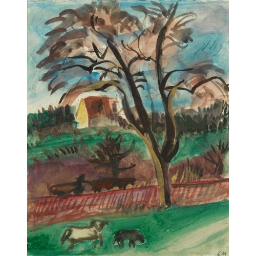 ERNST MORGENTHALER : Landschaft mit Baum und Schafen (DOBIASCHOFSKY AUKTIONEN AG)