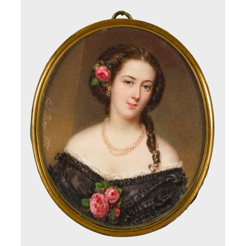 EMANUEL THOMAS PETER : Bildnis einer jungen Frau mit Rose im Haar (DOBIASCHOFSKY AUKTIONEN AG)