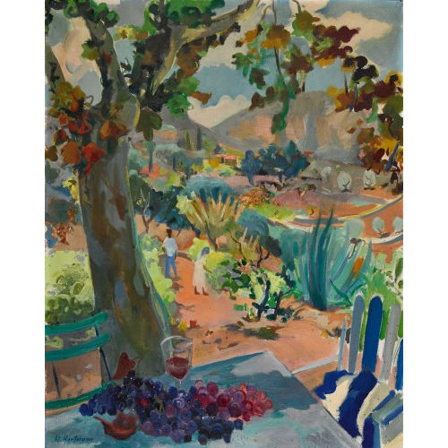WERNER HARTMANN : S�dliche Landschaft im Sommer mit Traubentafel (DOBIASCHOFSKY AUKTIONEN AG)