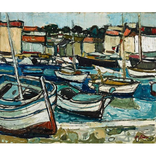 ALFRED FRANZ SIDLER : Hafenpartie mit Segelbooten (DOBIASCHOFSKY AUKTIONEN AG)