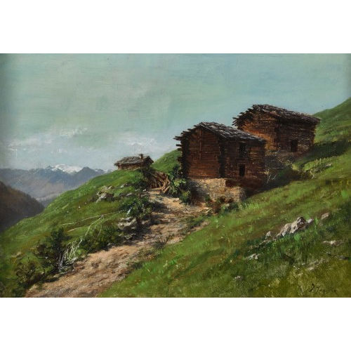 JULES JEQUIER : 'Chalets � St. Luc' (DOBIASCHOFSKY AUKTIONEN AG)