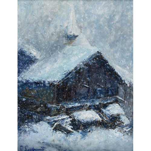 PAUL S�CHAUD : Zermatter Dorfpartie im Schnee (DOBIASCHOFSKY AUKTIONEN AG)