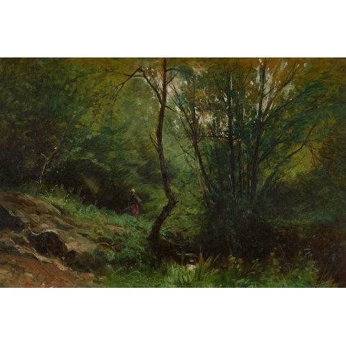 GUSTAVE EUG�NE CASTAN : Waldweg mit B�uerin (DOBIASCHOFSKY AUKTIONEN AG)