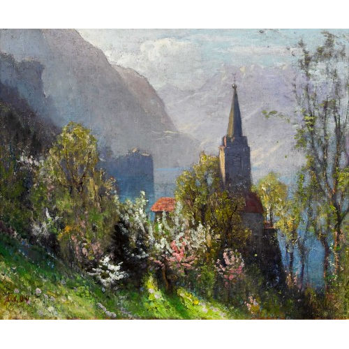 ALBERT HENRY JOHN GOS : L′glise Saint-Vincent  Montreux (DOBIASCHOFSKY AUKTIONEN AG)
