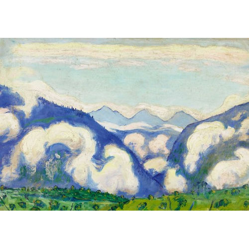 ALBERT SCHMIDT : Sommerliche Berglandschaft mit Wolken (DOBIASCHOFSKY AUKTIONEN AG)