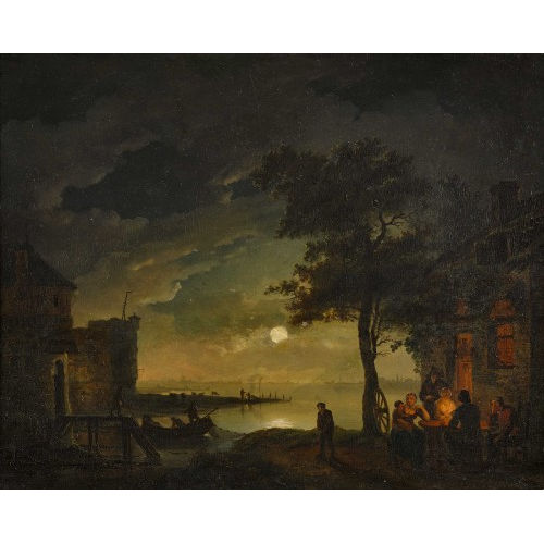 PETRUS JOHANNES VAN REGEMORTER : Holl�ndische Seelandschaft bei Mondschein (DOBIASCHOFSKY AUKTIONEN AG)