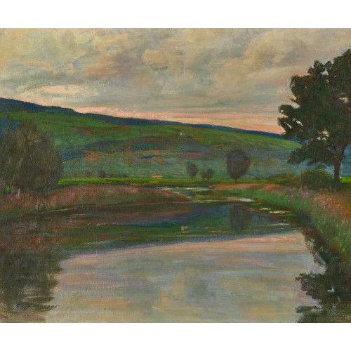 GUSTAVE JEANNERET : Le soir � la vieille Thielle (DOBIASCHOFSKY AUKTIONEN AG)