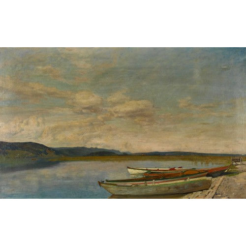 GUSTAVE JEANNERET : Seeuferpartie mit Ruderbooten (DOBIASCHOFSKY AUKTIONEN AG)