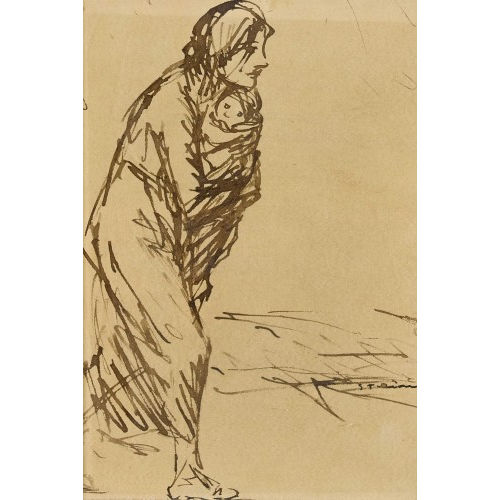 TH�OPHILE-ALEXANDRE STEINLEN : Mutter und Kind auf der Flucht (DOBIASCHOFSKY AUKTIONEN AG)