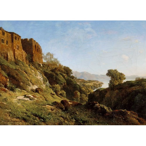 ALFRED CHAVANNES : Sommerlandschaft mit Festungsanlage und Bucht (DOBIASCHOFSKY AUKTIONEN AG)