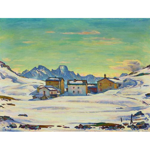 CARL ALBERT VON SALIS-SOGLIO : Engadiner Winterlandschaft mit Alp Blaunca und Bondasca-Gruppe (DOBIASCHOFSKY AUKTIONEN AG)
