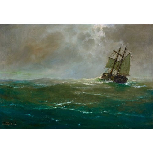 L�ON ZEYTLINE : Marinest�ck mit Segelschiff (DOBIASCHOFSKY AUKTIONEN AG)