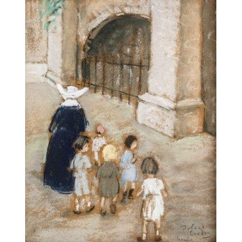 ROLAND COUDON : Kinder mit einer Nonne (DOBIASCHOFSKY AUKTIONEN AG)