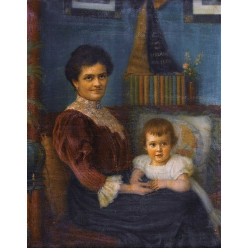 ALBERT H�FLINGER : Interieur mit Mutter und Kind (DOBIASCHOFSKY AUKTIONEN AG)
