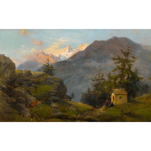 FRANK DILLON : Gebirgslandschaft in der Abendd�mmerung (DOBIASCHOFSKY AUKTIONEN AG)