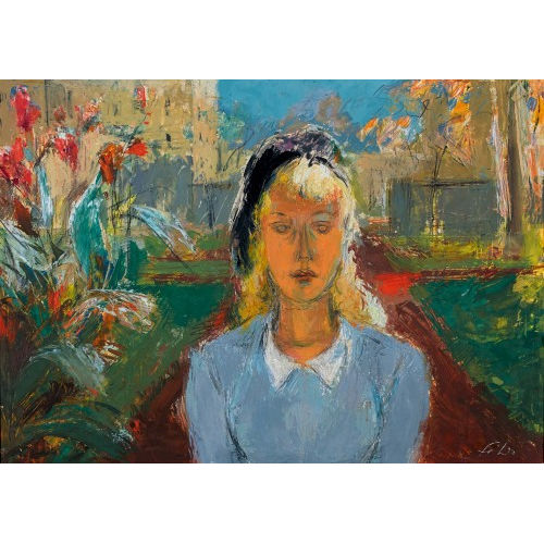 HENRI FEHR : Portr�t einer jungen Frau im Garten (DOBIASCHOFSKY AUKTIONEN AG)