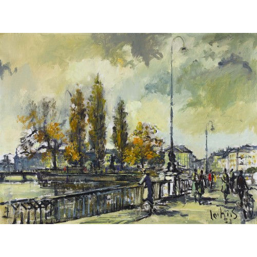 SERGIO CECCHI : Pont du Mont-Blanc avec l'�le Rousseau (DOBIASCHOFSKY AUKTIONEN AG)