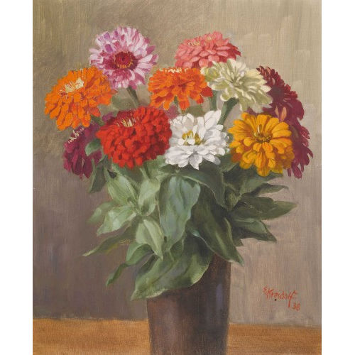 ERNST KREIDOLF : Zinnien im Blumentopf (DOBIASCHOFSKY AUKTIONEN AG)