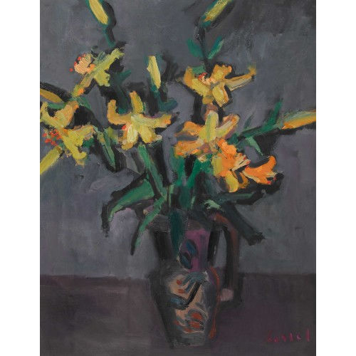GERNOT KISSEL : 'Strauss mit gelben Lilien' (DOBIASCHOFSKY AUKTIONEN AG)