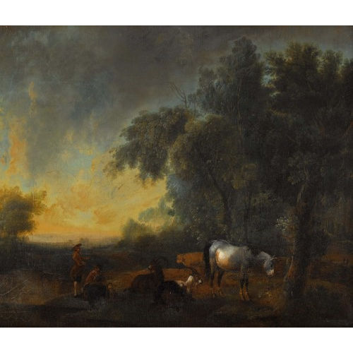 JOHANN JAKOB SCHALCH : Baumlandschaft mit Hirten und Paarhufern (DOBIASCHOFSKY AUKTIONEN AG)