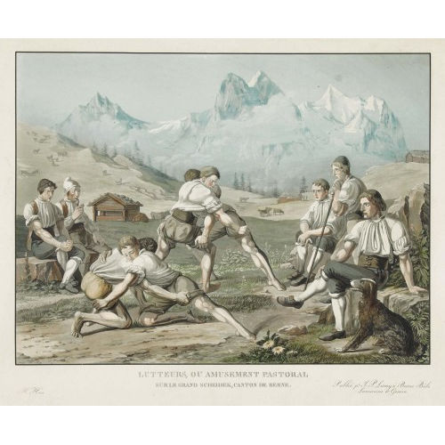 JOHANN PETER LAMY : 'Lutteurs, ou amusement pastoral sur le grand Scheideck,.. (DOBIASCHOFSKY AUKTIONEN AG)