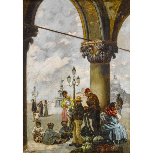 FRAN�OIS BRUNERY : Gem�severk�ufer unter den Arkaden der Piazzetta in Venedig (DOBIASCHOFSKY AUKTIONEN AG)