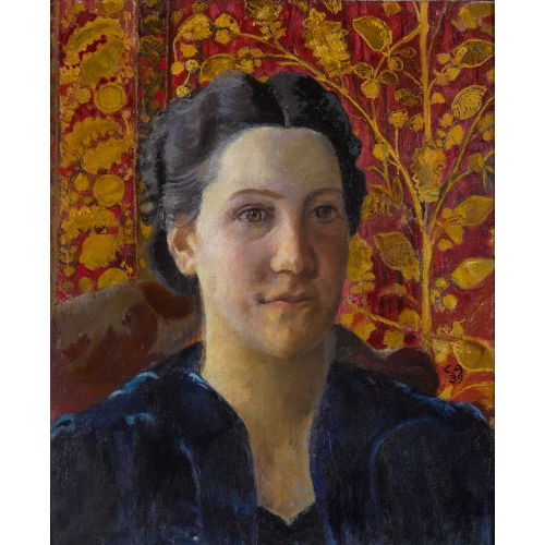 CUNO AMIET : Damenportr�t vor floralem Hintergrund (DOBIASCHOFSKY AUKTIONEN AG)