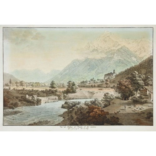 JOHANN LUDWIG ABERLI : 'V�e du Chateau de Wimmis et des environs' (DOBIASCHOFSKY AUKTIONEN AG)