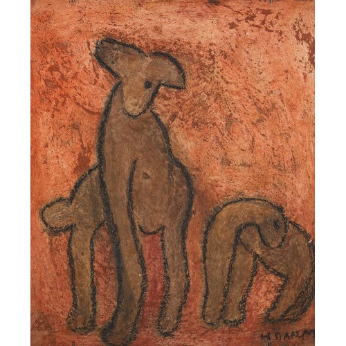 HELEN DAHM : Tiere auf rotem Grund (DOBIASCHOFSKY AUKTIONEN AG)